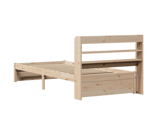 Estructura de cama con cabecero madera maciza pino 90x190 cm