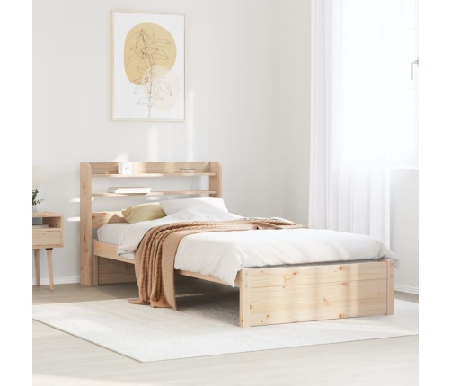 Estructura de cama con cabecero madera maciza pino 90x190 cm