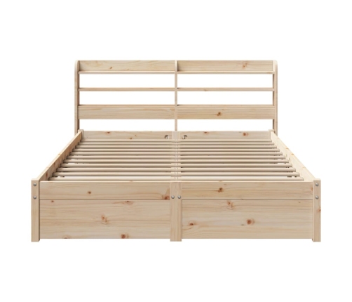 Estructura de cama con cabecero madera maciza pino 120x190 cm