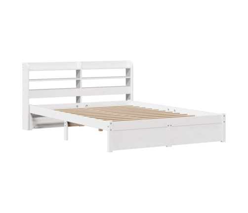 Estructura de cama con cabecero madera pino blanco 120x190 cm