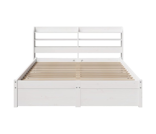 Estructura de cama con cabecero madera pino blanco 120x190 cm