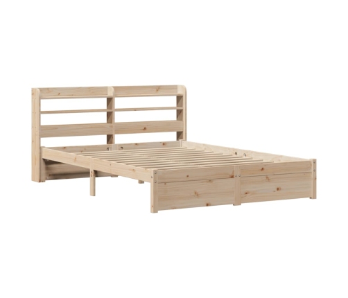 Estructura de cama con cabecero madera maciza pino 135x190 cm