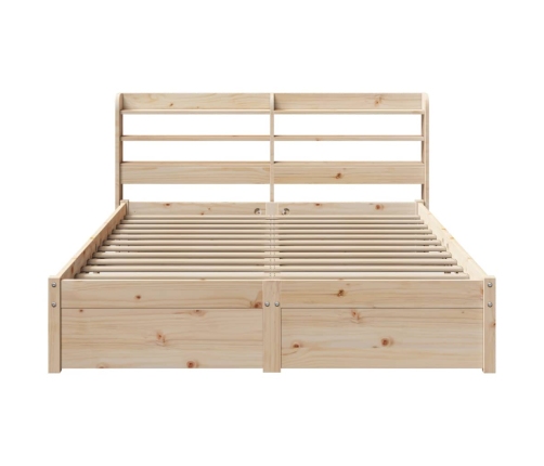 Estructura de cama con cabecero madera maciza pino 135x190 cm