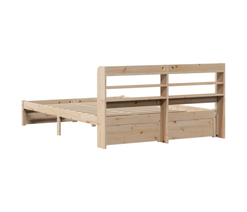 Estructura de cama con cabecero madera maciza pino 135x190 cm