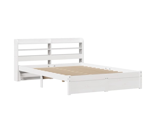 Estructura de cama con cabecero madera pino blanco 135x190 cm