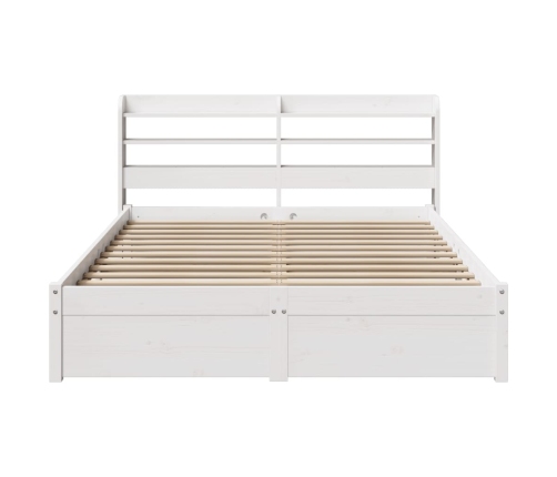 Estructura de cama con cabecero madera pino blanco 135x190 cm