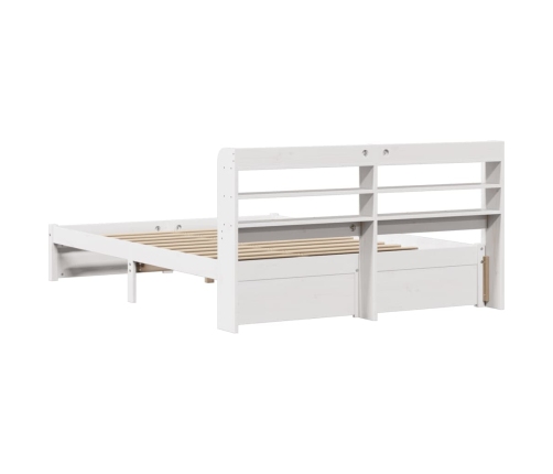 Estructura de cama con cabecero madera pino blanco 135x190 cm