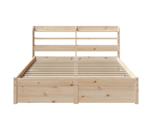 Estructura de cama con cabecero madera maciza pino 140x190 cm