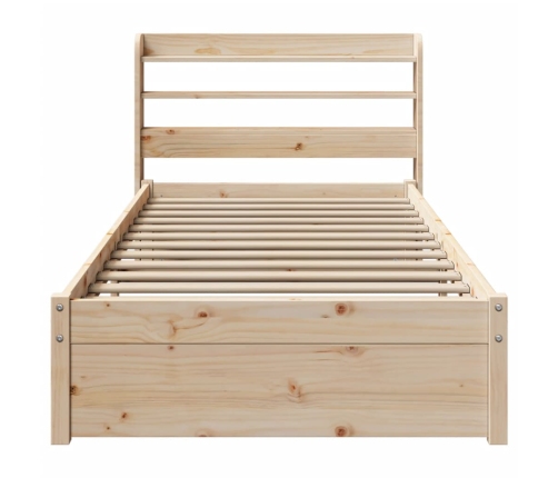 Estructura de cama con cabecero madera maciza de pino 90x200 cm