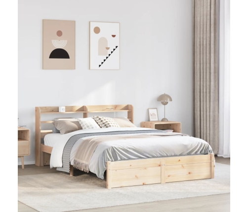 Estructura de cama con cabecero madera maciza pino 120x200 cm