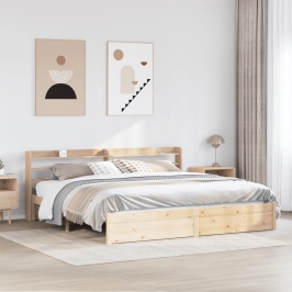 Estructura de cama con cabecero madera maciza pino 180x200 cm