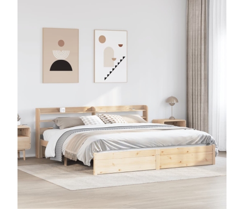 Estructura de cama con cabecero madera maciza pino 180x200 cm