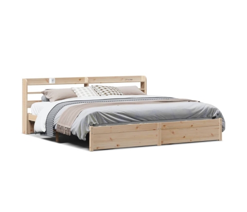 Estructura de cama con cabecero madera maciza de pino 200x200cm