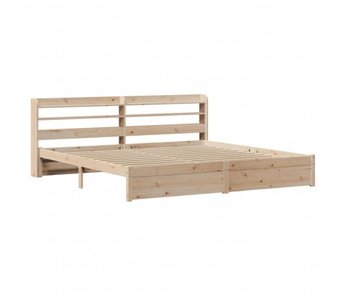 Estructura de cama con cabecero madera maciza de pino 200x200cm