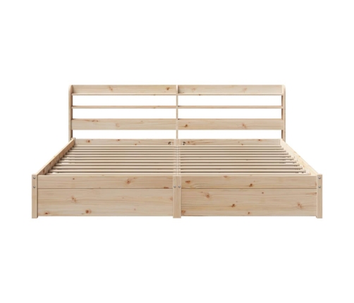 Estructura de cama con cabecero madera maciza de pino 200x200cm