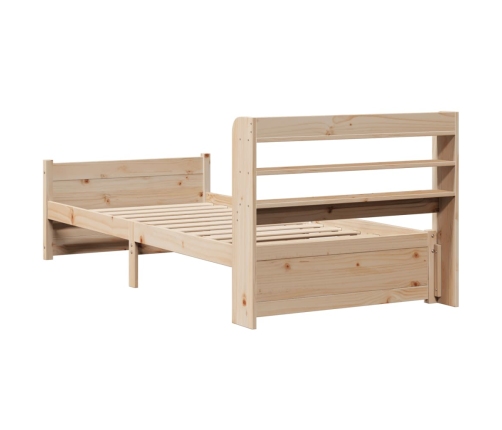 Estructura de cama con cabecero madera maciza pino 75x190 cm