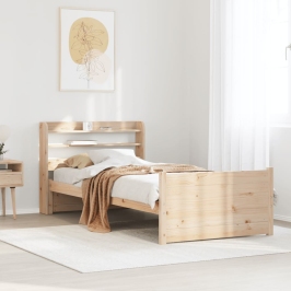 Estructura de cama con cabecero madera maciza pino 75x190 cm