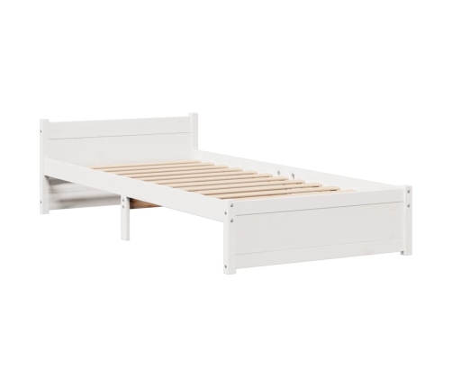 Estructura de cama con cabecero madera pino blanco 75x190 cm