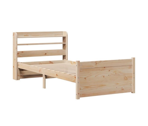 Estructura de cama con cabecero madera maciza pino 90x190 cm