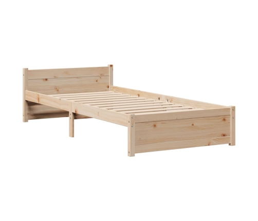 Estructura de cama con cabecero madera maciza pino 90x190 cm