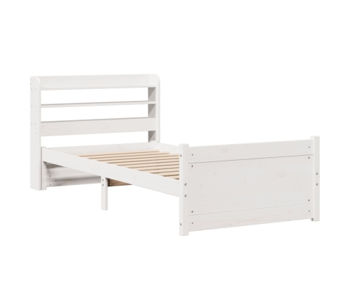 Estructura de cama con cabecero sin colchón blanco 90x190 cm