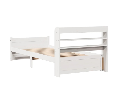 Estructura de cama con cabecero sin colchón blanco 90x190 cm