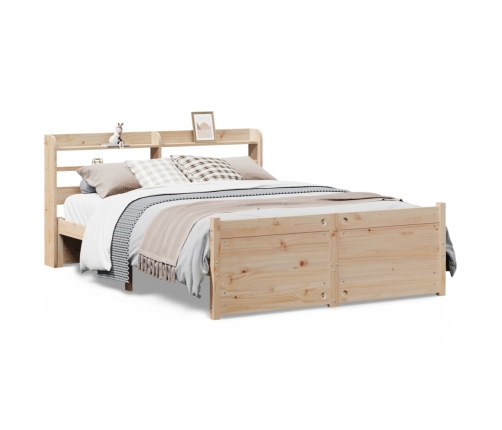Estructura de cama con cabecero madera maciza pino 120x190 cm