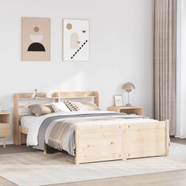 Estructura de cama con cabecero madera maciza pino 120x190 cm