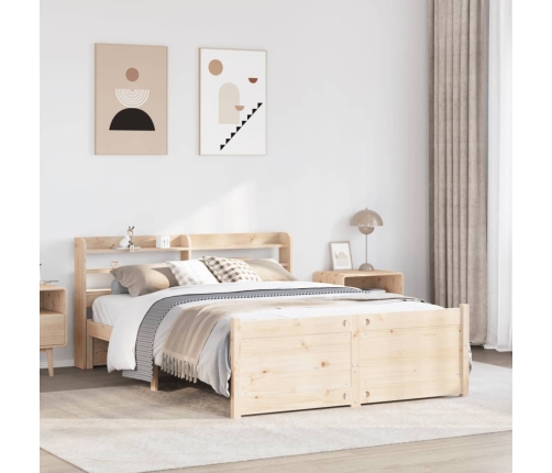 Estructura de cama con cabecero madera maciza pino 120x190 cm