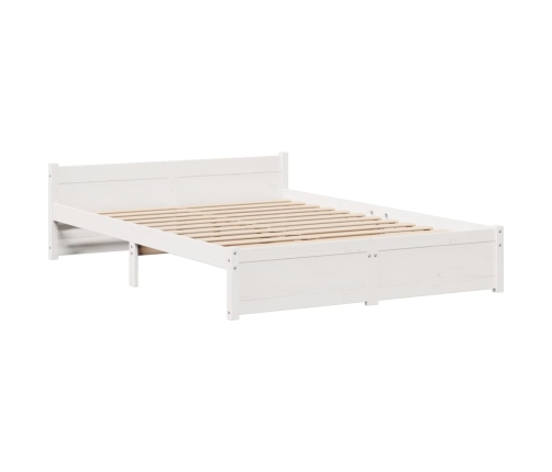 Estructura de cama con cabecero madera pino blanco 135x190 cm