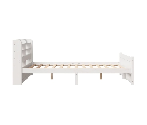 Estructura de cama con cabecero madera pino blanco 135x190 cm