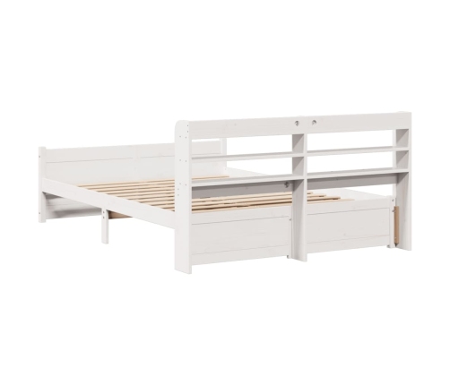 Estructura de cama con cabecero madera pino blanco 135x190 cm