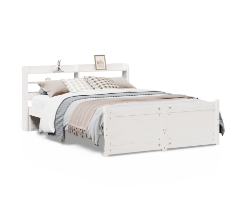 Estructura de cama con cabecero sin colchón blanco 140x190 cm