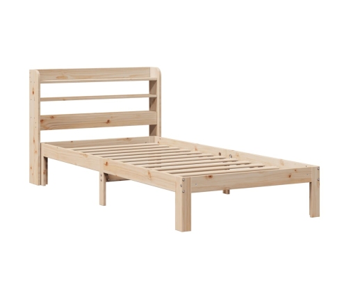 Estructura de cama con cabecero madera maciza pino 75x190 cm