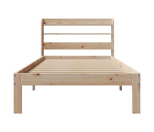 Estructura de cama con cabecero madera maciza pino 75x190 cm