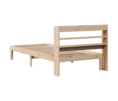 Estructura de cama con cabecero madera maciza pino 75x190 cm