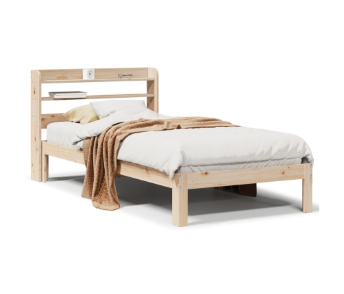 Estructura de cama con cabecero madera maciza pino 75x190 cm