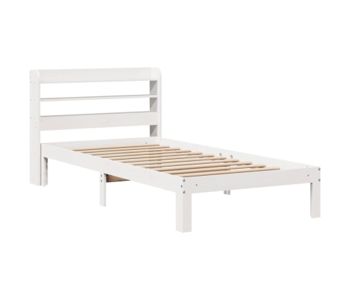 Estructura de cama con cabecero madera pino blanco 75x190 cm