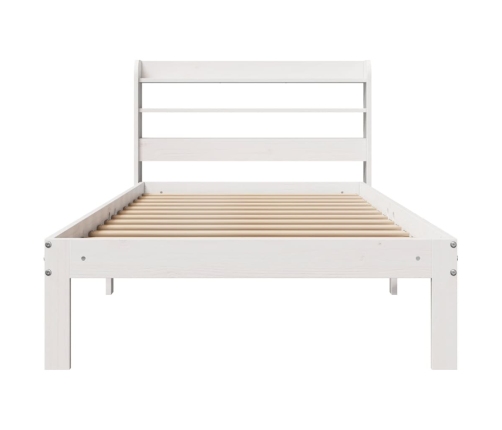 Estructura de cama con cabecero madera pino blanco 75x190 cm