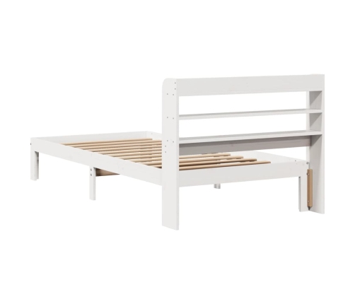 Estructura de cama con cabecero madera pino blanco 75x190 cm