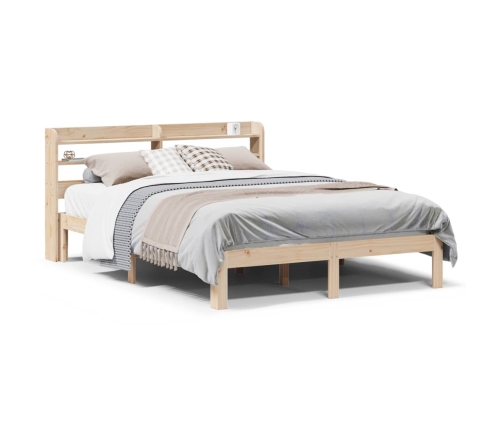 Estructura de cama con cabecero madera maciza pino 120x190 cm