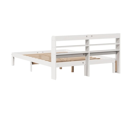 Estructura de cama con cabecero madera pino blanco 120x190 cm