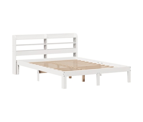 Estructura de cama con cabecero madera pino blanco 135x190 cm