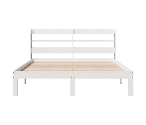 Estructura de cama con cabecero madera pino blanco 135x190 cm