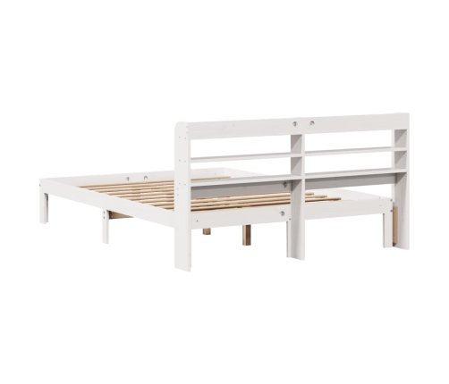 Estructura de cama con cabecero madera pino blanco 135x190 cm