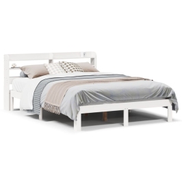 Estructura de cama con cabecero madera pino blanco 135x190 cm