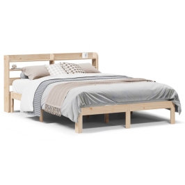 Estructura de cama con cabecero madera de pino blanco 150x200cm