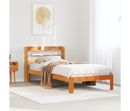 Estructura de cama sin colchón madera maciza marrón 75x190 cm