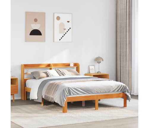 Estructura de cama sin colchón madera maciza marrón 120x190 cm