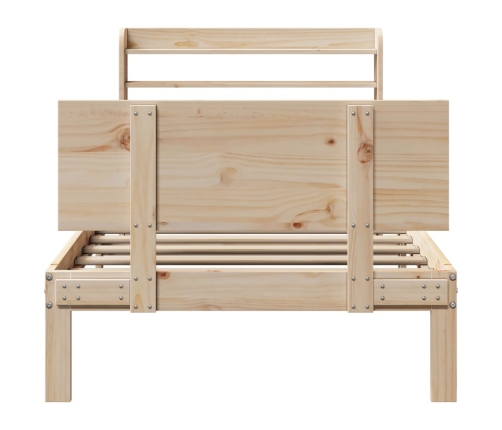 Estructura de cama con cabecero madera maciza pino 75x190 cm